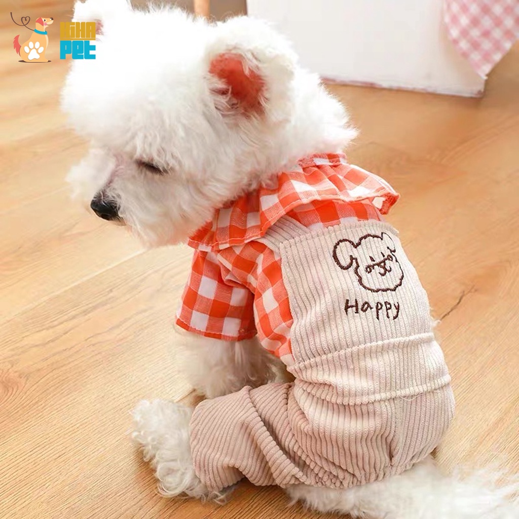 Quần Áo Cho Chó Mèo Jump Kẻ Sọc Quần Áo Thú Cưng Hàn Quốc Cao Cấp Hihapet