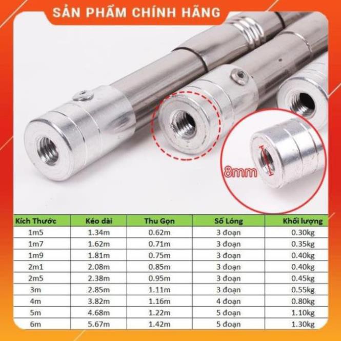 ⭐  Sào Bẫy Chim, Sào Rút Inox Đa Năng Dài 1m5 3m 5m 6m