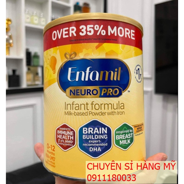 MẪU MỚI -2024 Sữa Bột Enfamil Neuro Pro Hộp Giấy Vàng 890g  - Mỹ