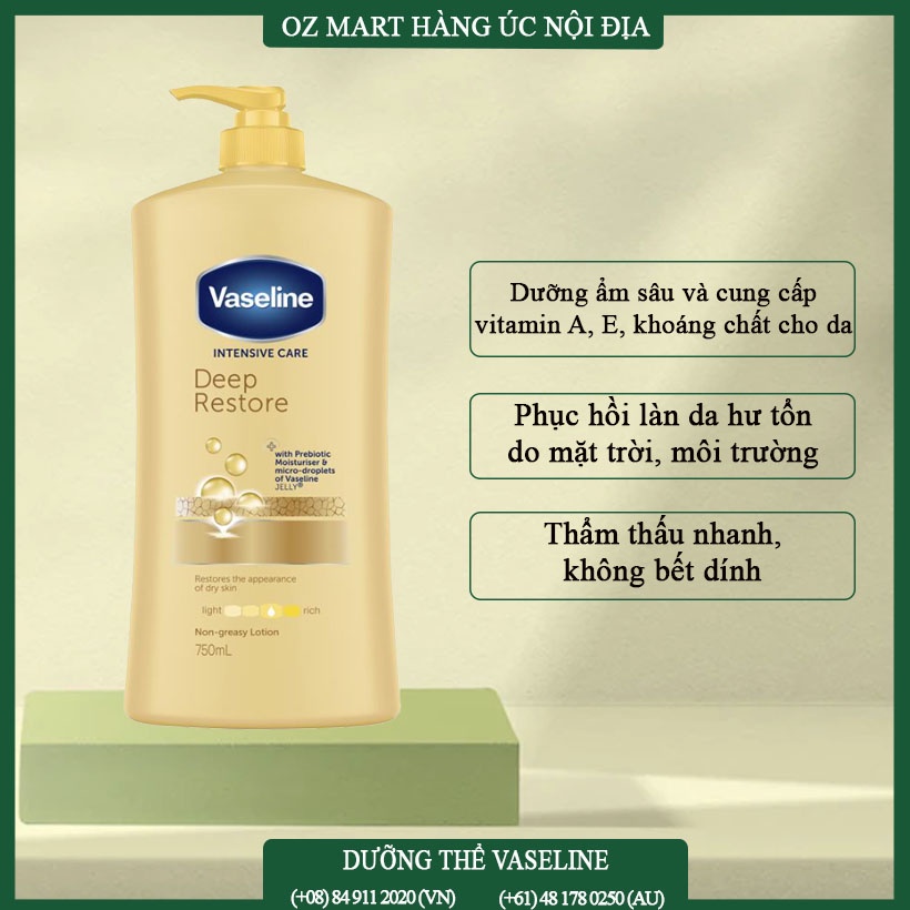 Sữa dưỡng thể Vaseline Oz Mart Hàng Úc Nội Địa 750ml