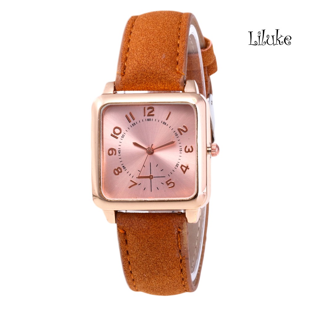 Đồng Hồ Đeo Tay Mặt Vuông Dây Giả Da Thời Trang Cho Nữ