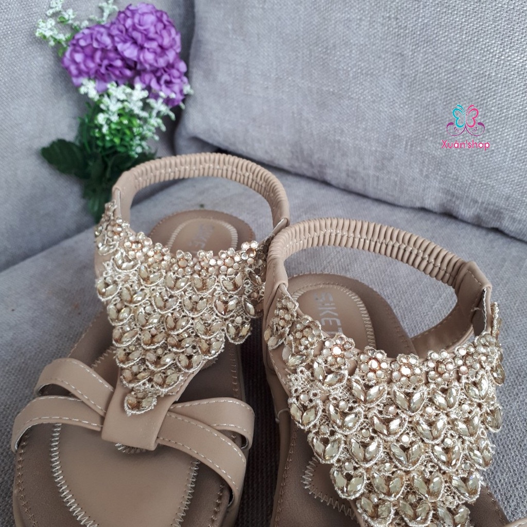 Giày sandal quai chéo Siketu, đế bằng cao 2cm (sẵn size 35, 36, 37)