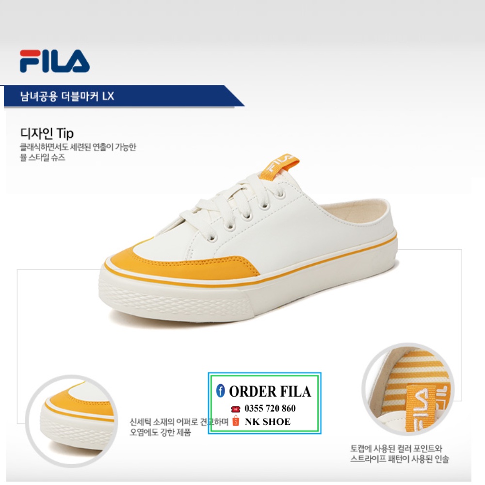 Giày Lười Đạp Gót Nữ FILA DOUBLE MAKER LX VÀNG chính hãng 100%