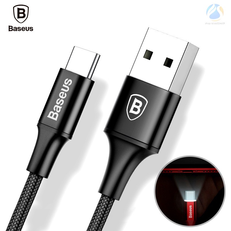 Cáp Sạc Nhanh Baseus USB Type-C 2.0A Có Đèn LED Cho Samsung S8 Xiaomi