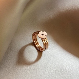 Set 3 chiếc nhẫn titan ghép cỏ 4 lá độc lạ cực hot Nk42 không đen không rỉ bền màu.