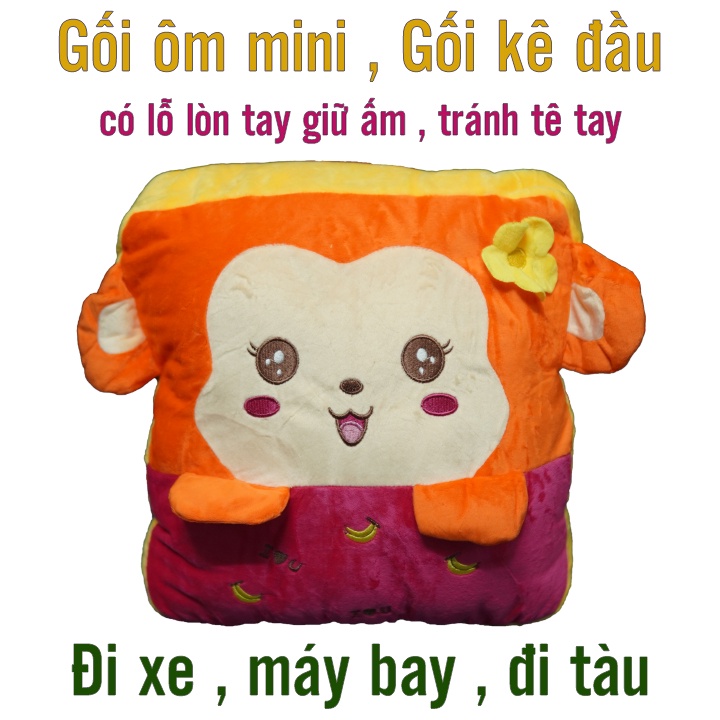 Gối bông , gối kê tay đi đường dài đi xe , đi tàu , máy bay , du lịch hình thù cưng bao sốp , bao êm , có thể lòn tay