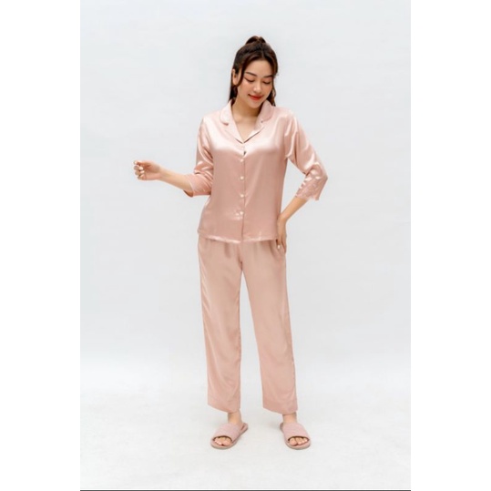 Bộ đồ ngủ lụa thu đông Winny 21524