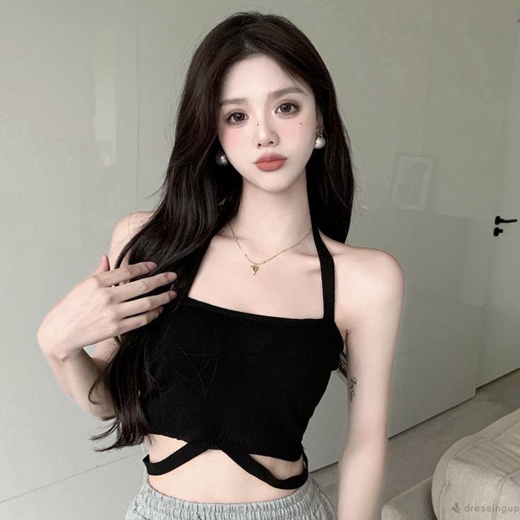 Áo Tank Top Hai Dây Màu Trắng/Đen Thời Trang Mùa Hè Cho Nữ