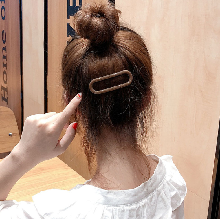 CREATIVE Kẹp Tóc Kim Loại Hình Chữ Nhật Phong Cách Hàn Quốc