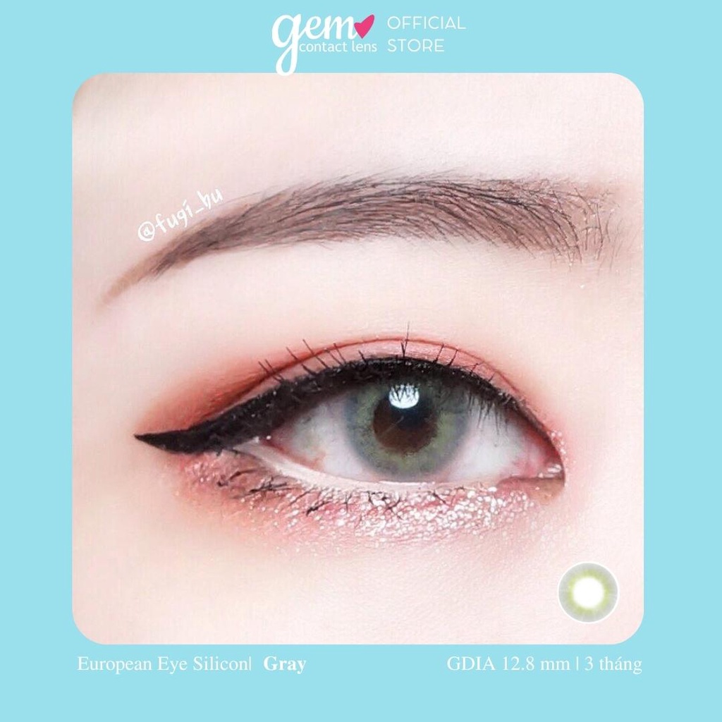 Áp Tròng Không Giãn EUROPEAN EYE GRAY Silicon Hydrogel HSD 3 tháng LENS TOWN KOREA Lens Không Viền Xám Xanh tây Có Lệch