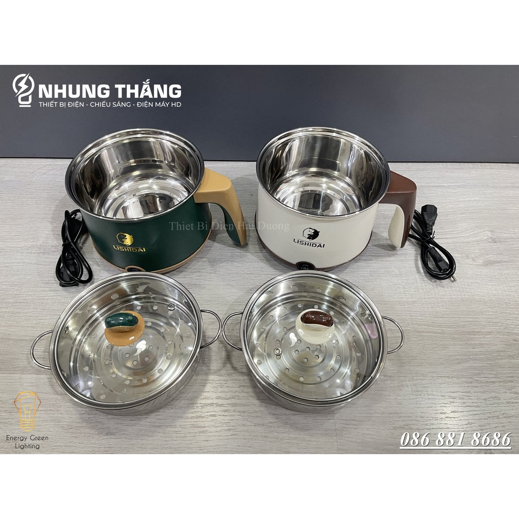 Nồi Lẩu Điện Lishidai Mini LZH-18 - Ca Nấu Mì,Chiên,Sào Đa Năng - Dung Tích 1.8L - Bảo Hành 1 Năm