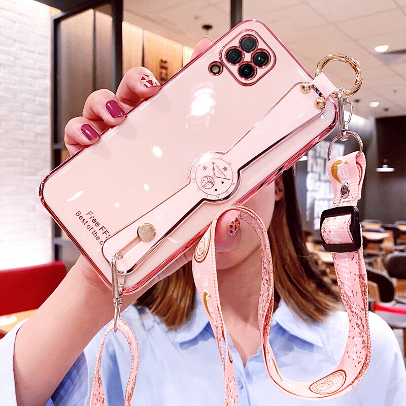 Ốp Điện Thoại Mềm Đính Đá Có Dây Đeo Cổ Cho samsung A12 A11 A10s A21 A02s A10