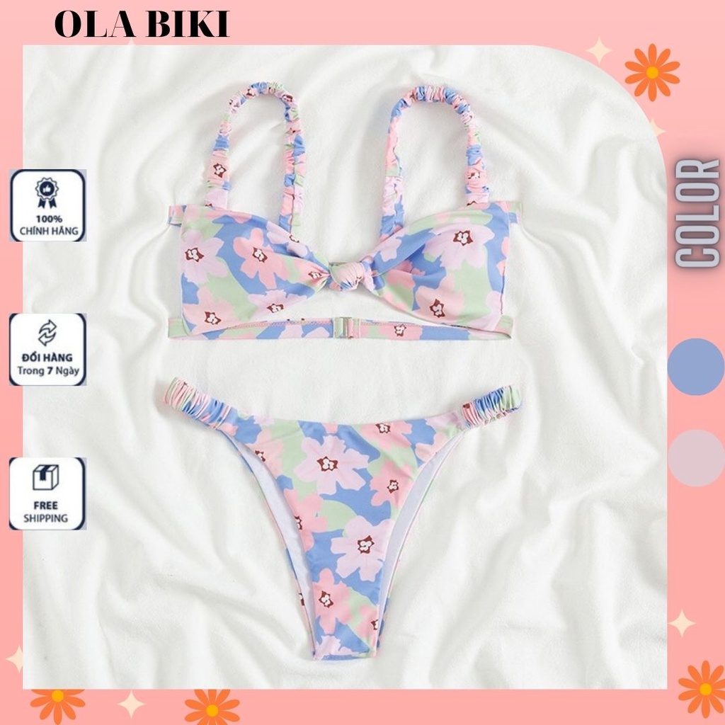Sét bikini 2 mảnh họa tiết HOA TÍM xinh xắn dễ thương, bikini ngọt ngào