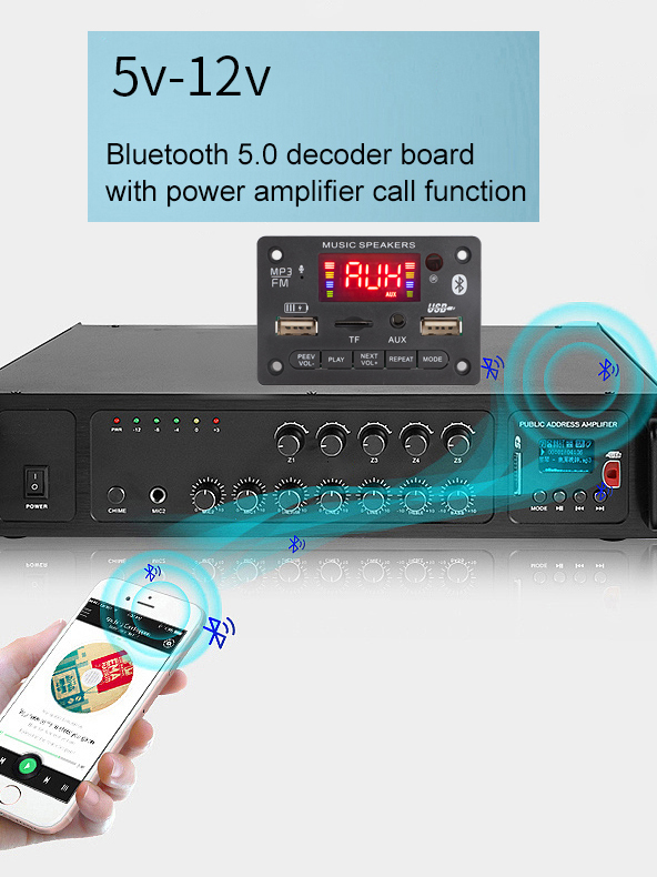 Bảng Mạch Giải Mã Âm Thanh Bluetooth 5.0 Dc 5v 12v Mp3 Wma Cổng Sạc Usb