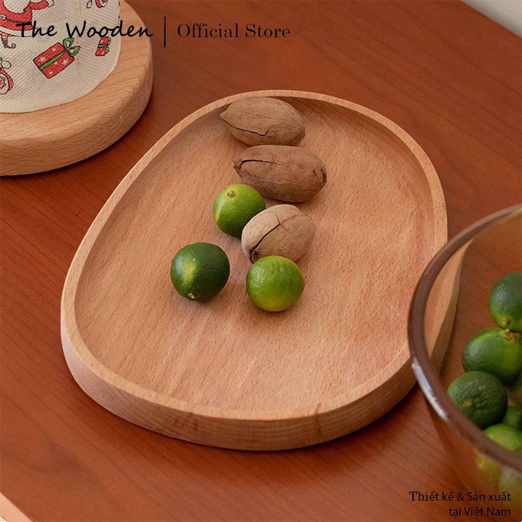 Khay Gỗ Đựng Đồ Ăn Oval Làm Từ Gỗ Tần Bì THE WOODEN Đa Dụng Nhiều Kích Thước Tiêu Chuẩn Xuất Khẩu