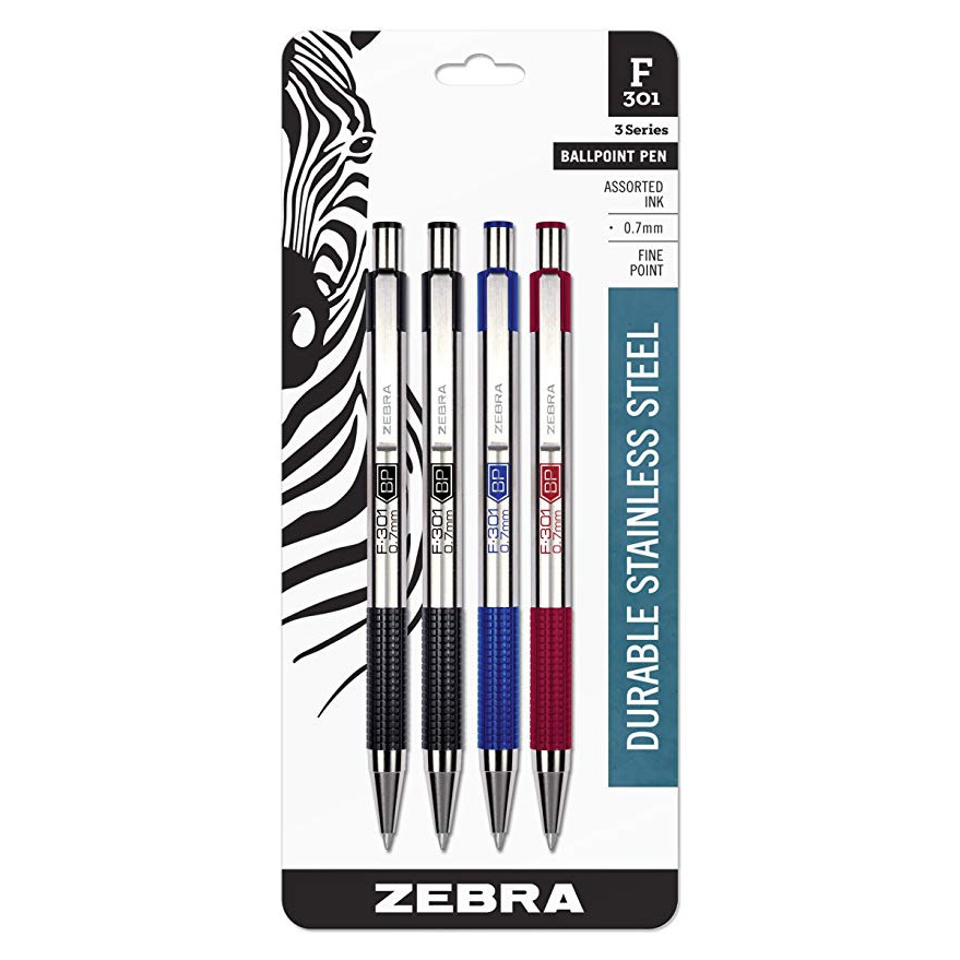 Bút bi Zebra F301  Stainless Steel Retractable Ballpoint Pen 0.7mm