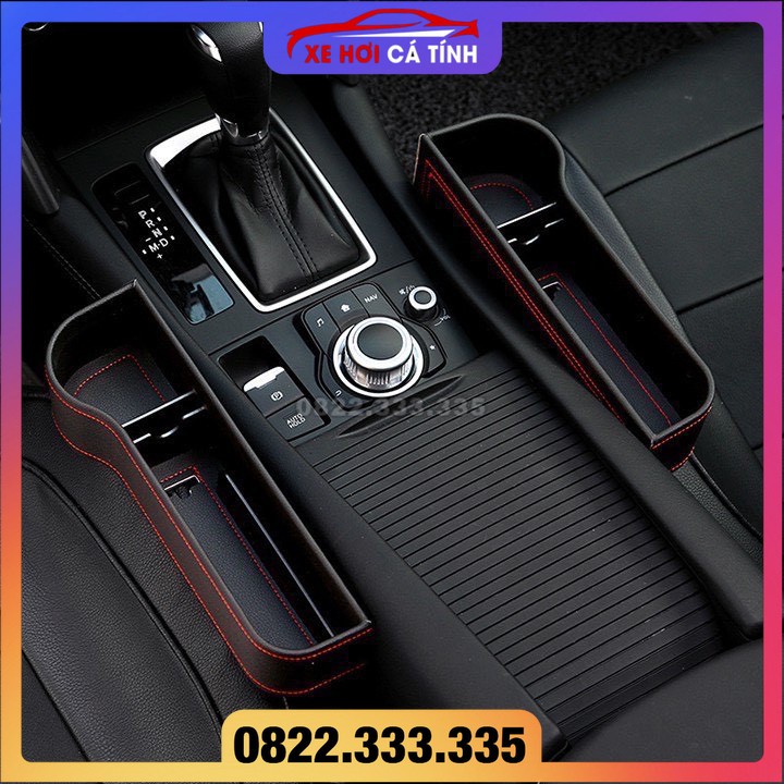 Khay đựng đồ ô tô bọc da cao cấp - khay đựng đồ khe ghế xe hơi tiện dụng chuyên để đồ dùng cá nhân.
