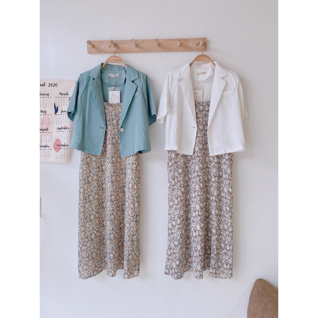 Áo khoác vải blazer dáng ngắn trơn màu  Ulzzang style  Hàng quảng Châu