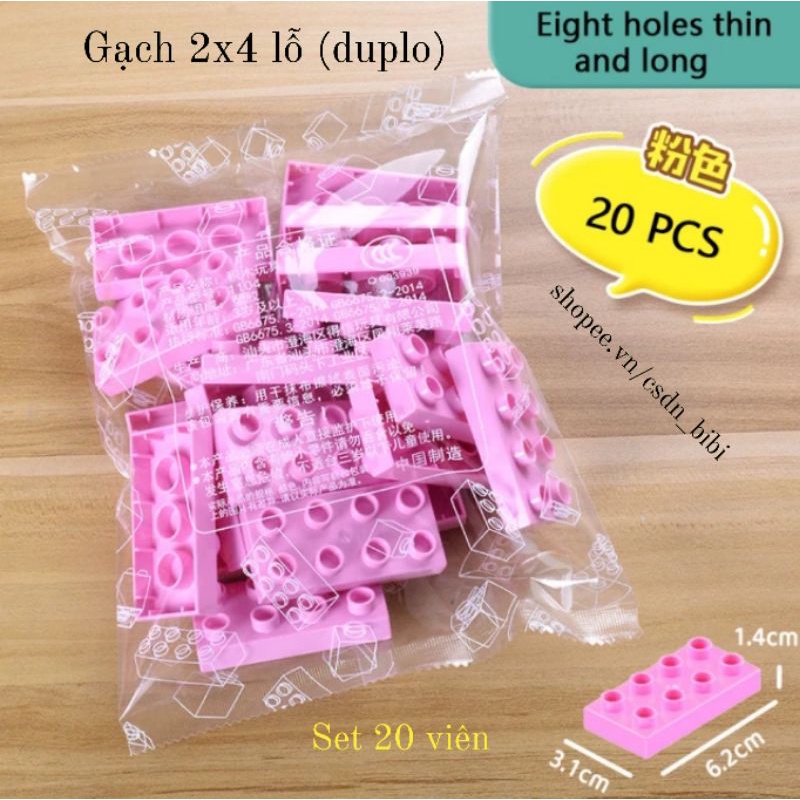 Set 20 viên gạch 2x4 1 màu duplo