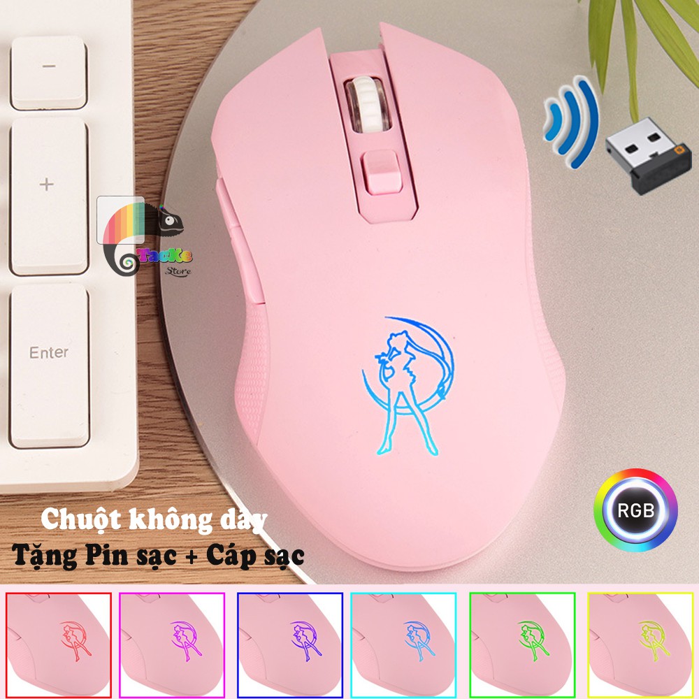 Chuột game thủ màu Hồng không dây, RGB Led, Dream Pink I Wriless Pink Gaming Mouse RGB LED