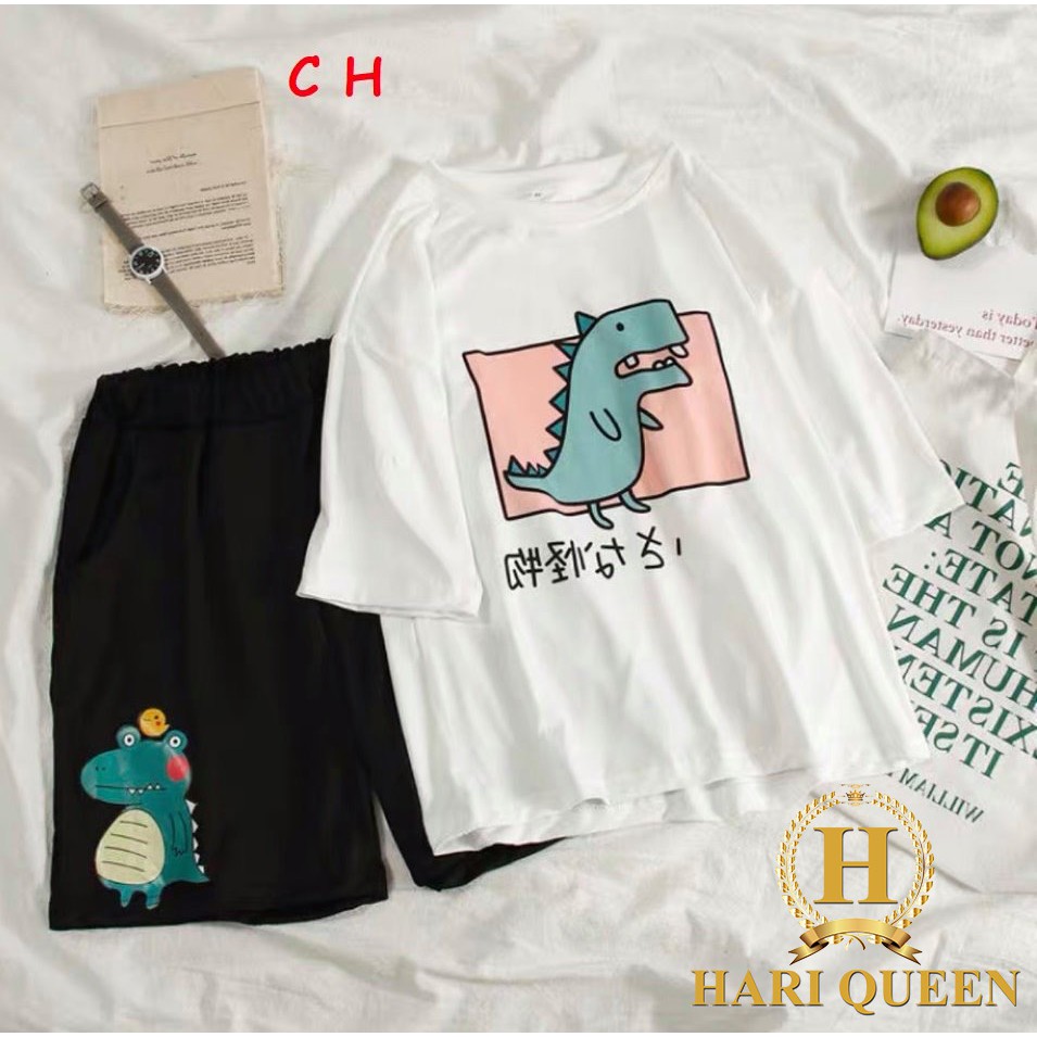 [FREE SHIP ĐƠN TỪ 50K] Sét áo khủng long ô vuông + quần đội gà