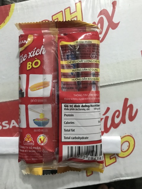 Thùng 25 Gói - 4 cây/ gói Xúc Xích Tiệt Trùng Visan