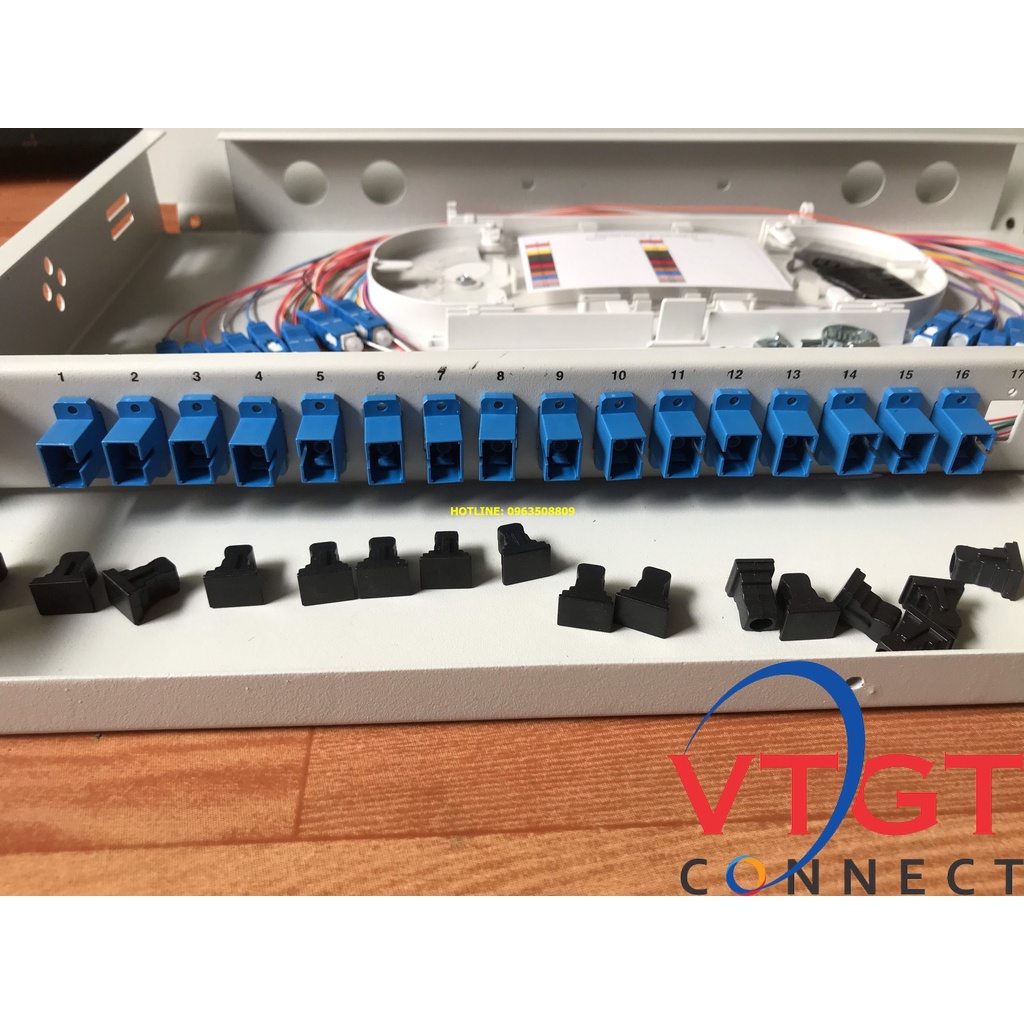 Hộp phối quang ODF 12Fo gắn rack - hộp sắt full phụ kiện