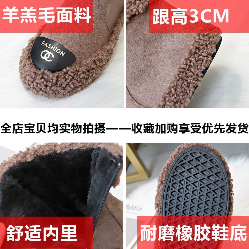 Giày trượt tuyết phụ nữ 2019 mùa đông mới cộng với nhung bông ấm áp Hàn Quốc phẳng bình thường đậu Hà Lan hoang d