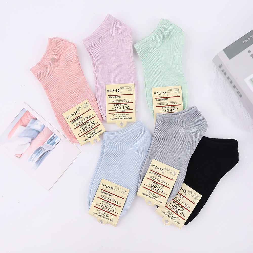 Vớ Cotton Cổ Thấp Thoáng Khí Màu Sắc Ngọt Ngào Thời Trang Mùa Hè Cho Nữ