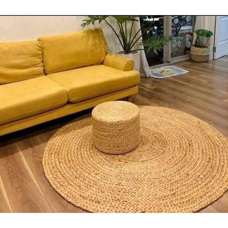 Thảm lục bình - Bèo tây tròn trải sàn, ngồi bệt, decor trang trí, sống động ngôi nhà