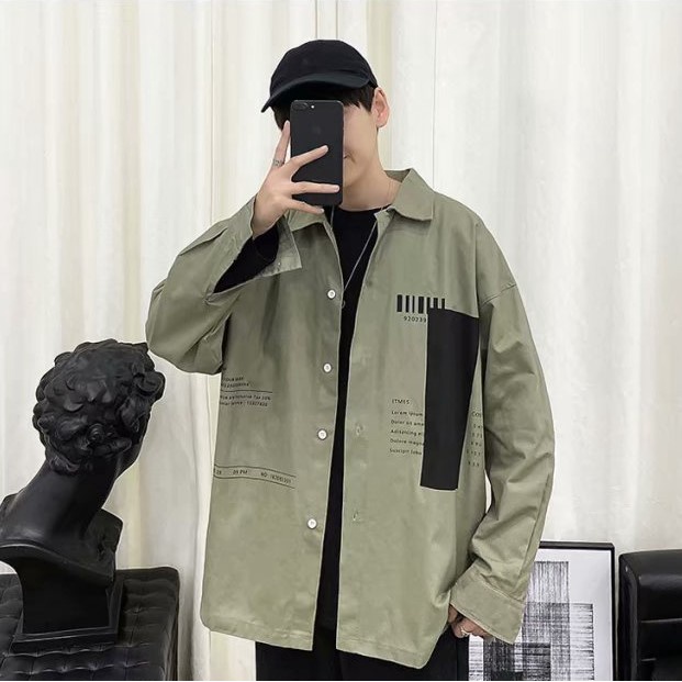 Áo Sơ Mi Dài Tay Thêu COMAPNY NAME Unisex Cho Cả Nam Và Nữ Vải Kaki Cotton
