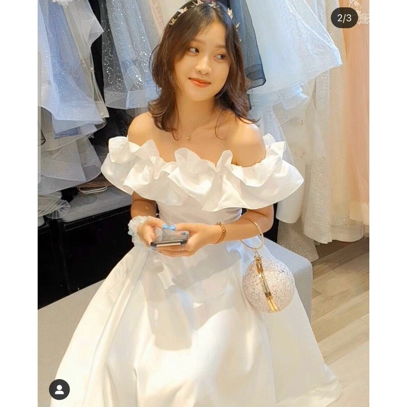 [SẴN] đầm trắng trễ vai tiểu thư công chúa váy xoè bồng dễ thương xinh xắn (kèm hình ảnh thật, video thật, feedback thật | BigBuy360 - bigbuy360.vn