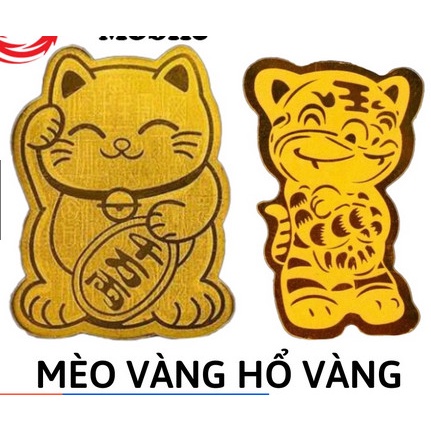 Miếng dán Mèo Thần Tài & HổVàng Mang Tài Lộc Về Nhà để Ví/ điện thoại