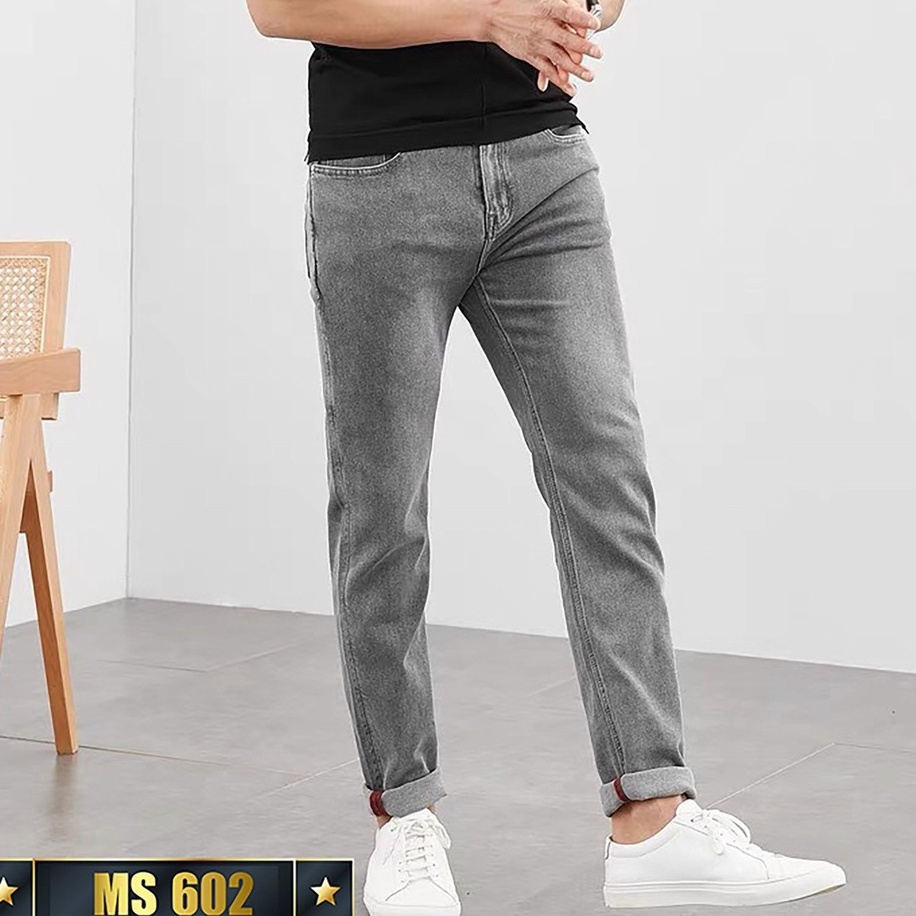 Quần jean nam co giãn 4 chiều, quần bò trơn dáng ôm chất vải cao cấp CAROLLSTORE MS602