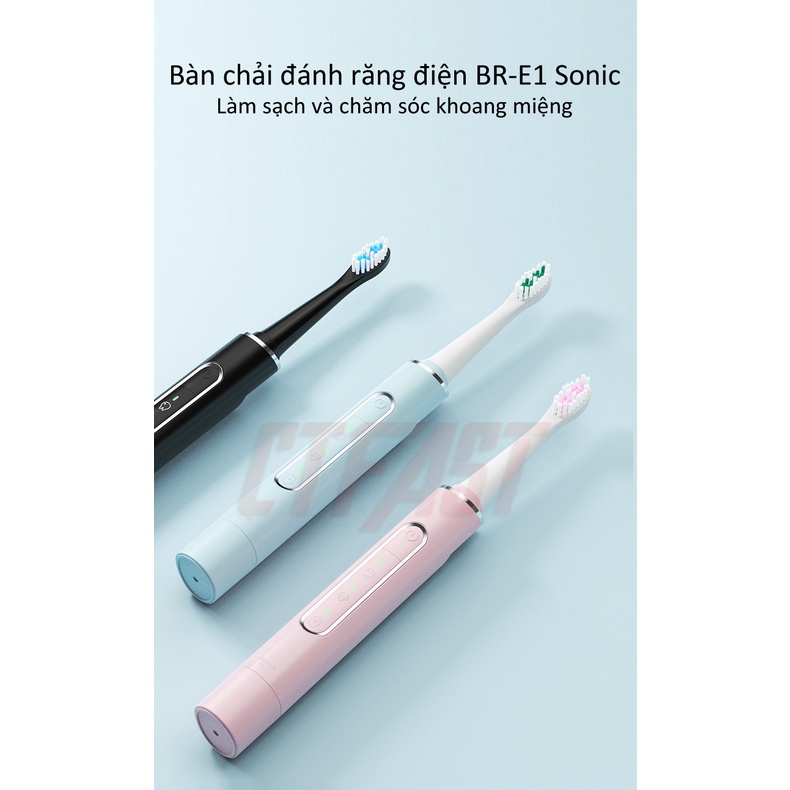 Bàn chải điện Clean Sonic CTFAST Boorui E1 thế hệ mới 3 chế độ, tặng kèm 3 đầu bàn chải chống nước IPX7