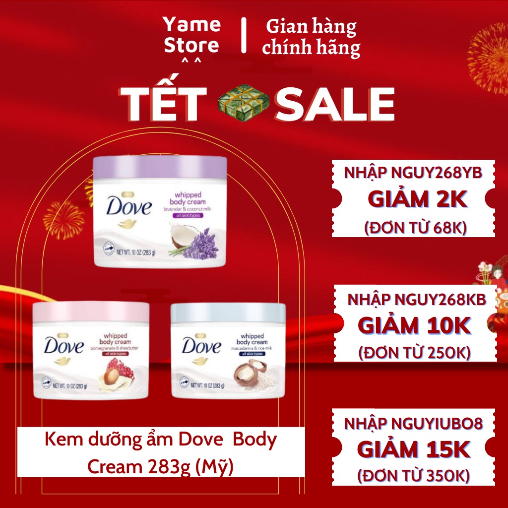Kem dưỡng ẩm cơ thể Dove Whipped Lavender and Coconut Milk Body Cream 283g (Mỹ)