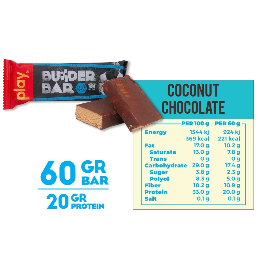 Hộp 12 Thanh Protein Builder PLAY Vị Dừa Socola – PLAY Protein Builder Bar Coconut & Chocolate SP7.1