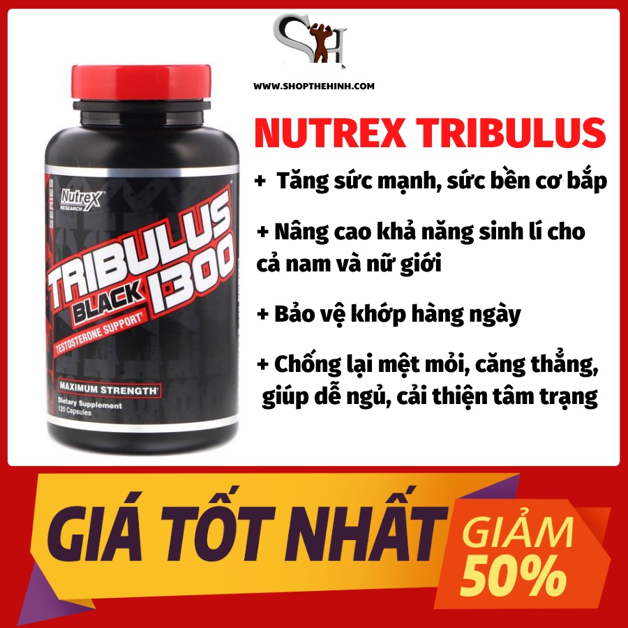 Nutrex Tribulus (120 Viên) - Hỗ Trợ Tăng Testosterone Nam, Tăng Tổng Hợp Protein và Tăng Ham Muốn