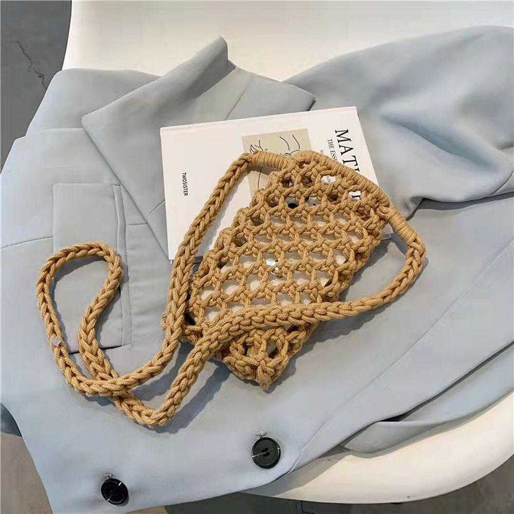MXGOODS Túi Đeo Chéo Đan Len Màu Trơn Đựng Điện Thoại Thời Trang Cho Nữ