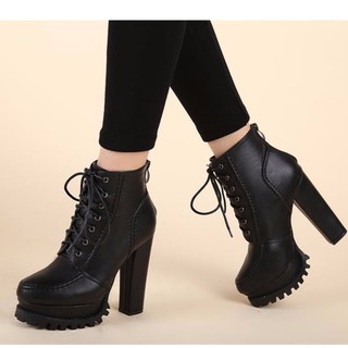 Giày boot nữ cao gót 13cm cột dây sành điệu GBN94