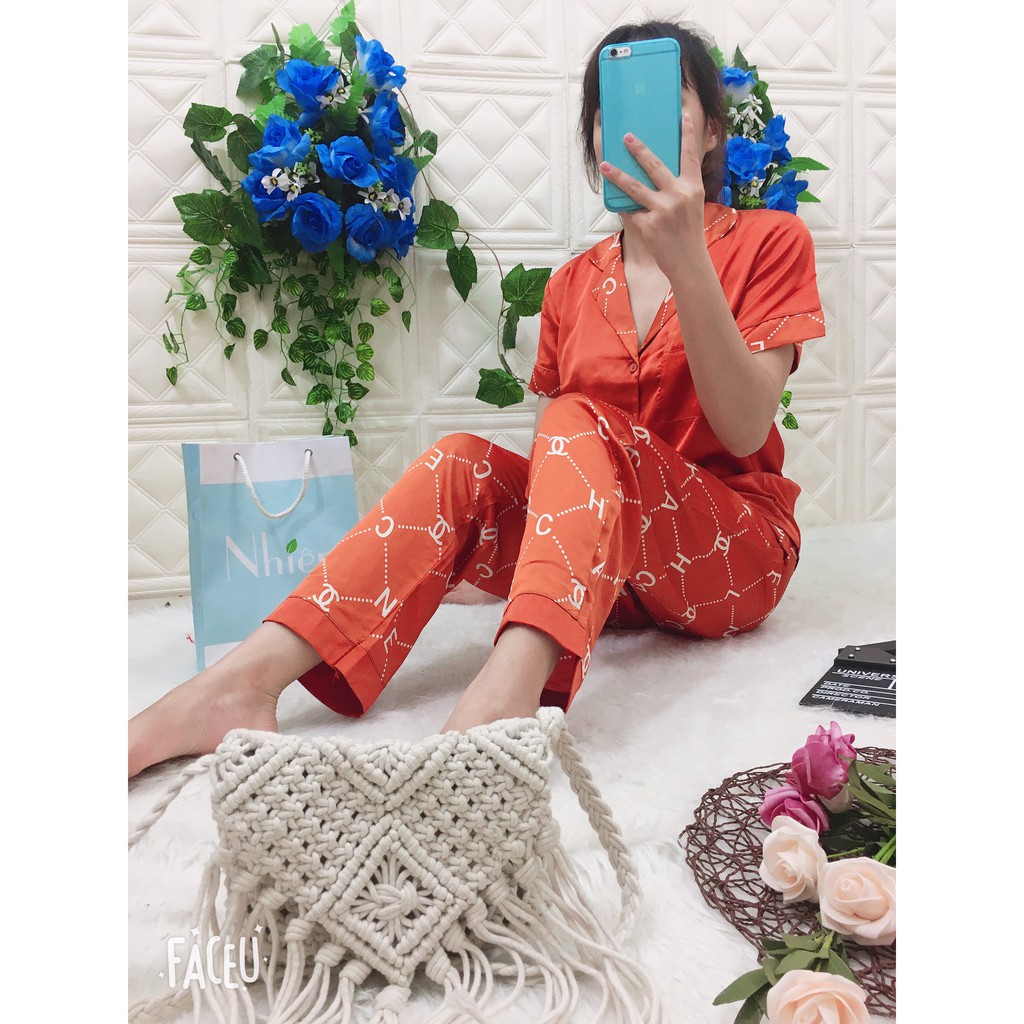 BỘ PIJAMA SATIN TAY NGẮN QUẦN DÀI CAO CẤP MS22