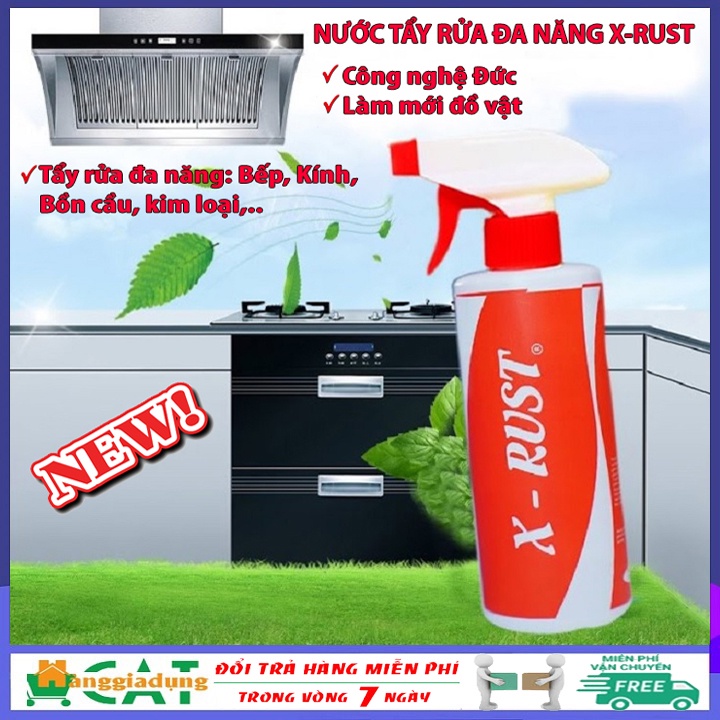 Chai xịt tẩy rửa nhà bếp đa năng XRUST, nước tẩy rửa bồn cầu, kính, kim loại, làm mới đồ vật