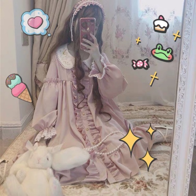 Đầm babaydoll hồng lolita NB kèm ảnh thật 🌸