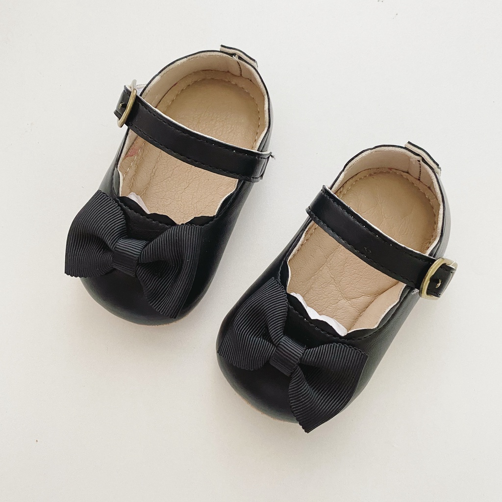 Giày tập đi nơ đen chống trơn trượt cho bé gái 821 ảnh thật