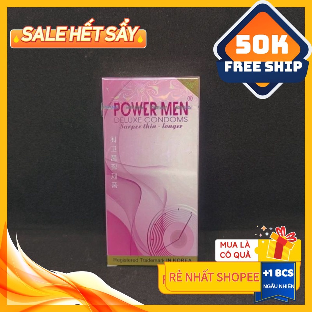 Bao Cao Su Power Men Siêu Mỏng Có Thuốc Giúp Kéo Dài Cuộc Yêu (12 Chiếc/Hộp)