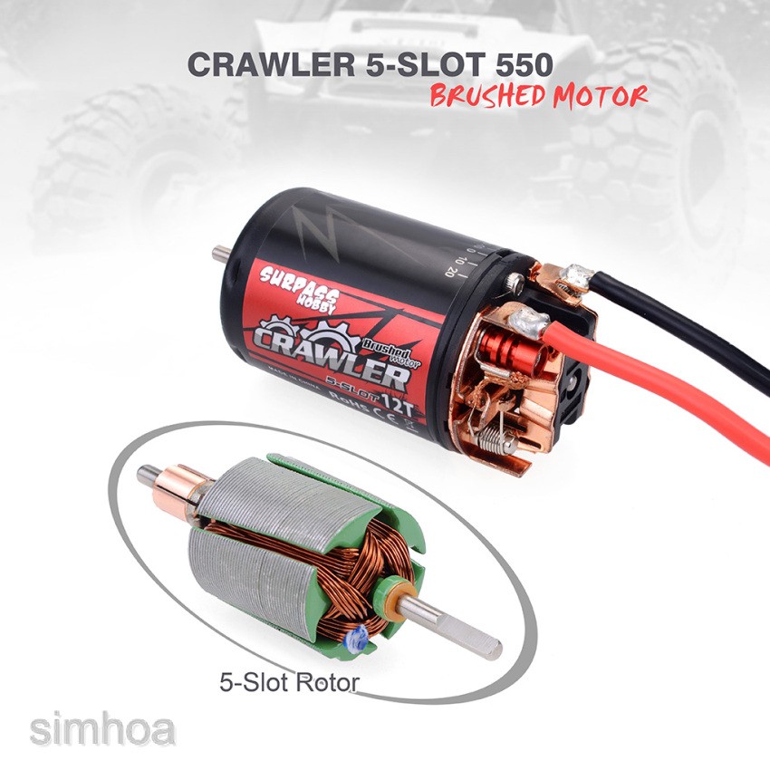 SURPASSHOBBY 5-Slot 550 12T Brushed Motor for 1/10 RC Model Crawler Car DIY độc lạ