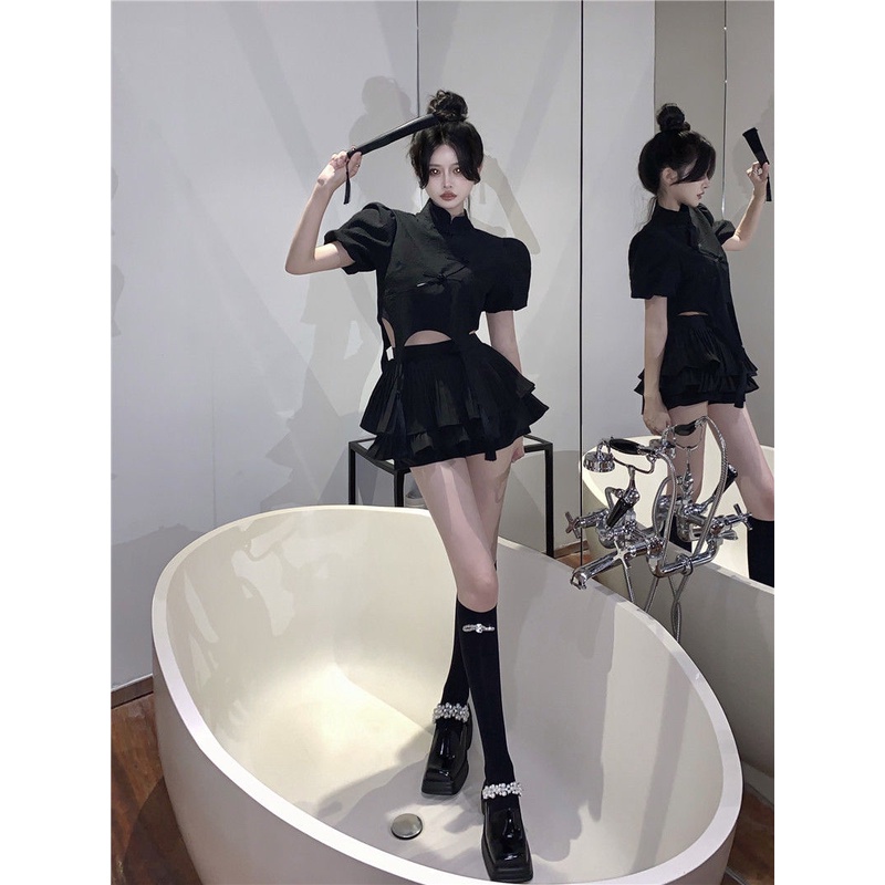 Áo Sơ Mi Cổ Đứng Cài Nút Tay Phồng Ngọt Ngào Xinh Xắn Chất Lượng Cao Dành Cho Nữ