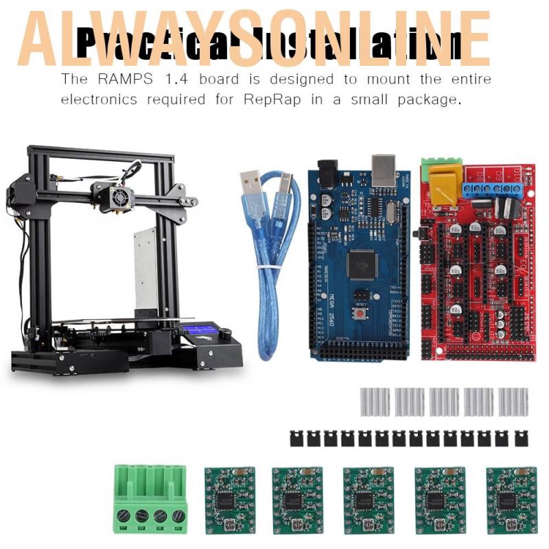 Alwaysonline 【Made in Italy 】3D Printer Accessories Kit Set Tools 2560R3 Master Control RAMPS 1.4 Board 5 PCS A4988 Dr