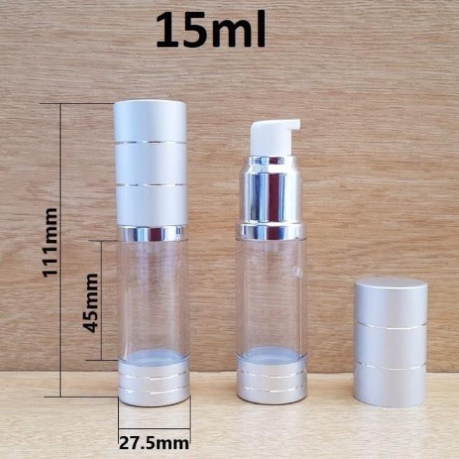 [RẺ VÔ ĐỊCH] Chai hút chân không trong suốt Nắp Bạc 15ml , chai xịt giọt chiết kem , phụ kiện du lịch