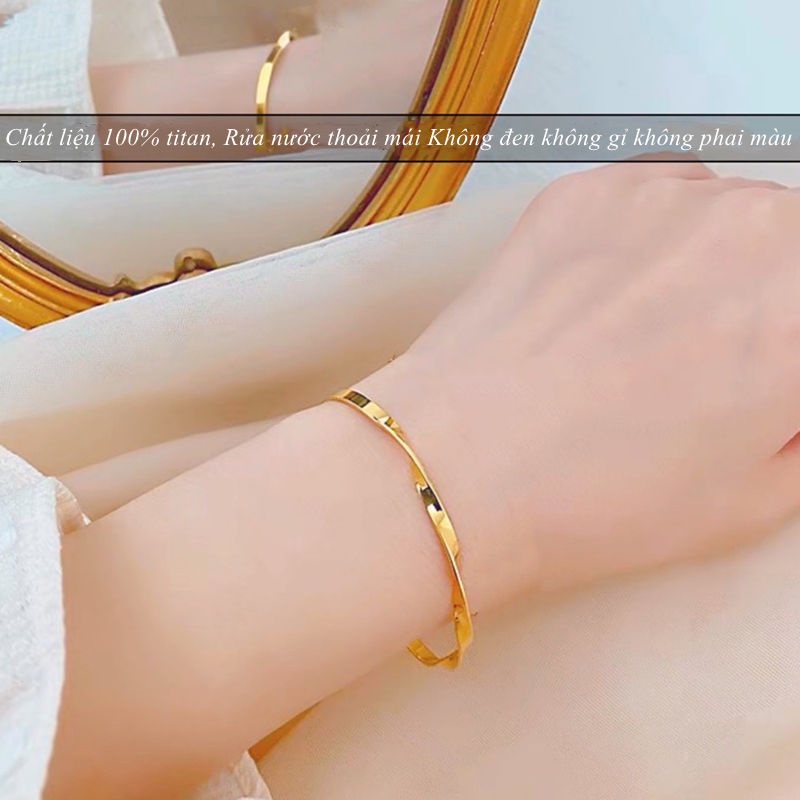 Vòng tay titan nữ không gỉ không phai màu dạng hở có thể điều chỉnh kích cỡ thiết kế đơn giản mẫu mới 2022 | BigBuy360 - bigbuy360.vn